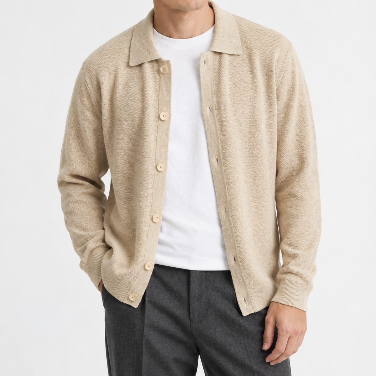 Knox Textured Cardigan - Apricot