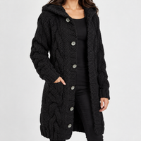 Yondercott Hooded Cable Cardigan - Black