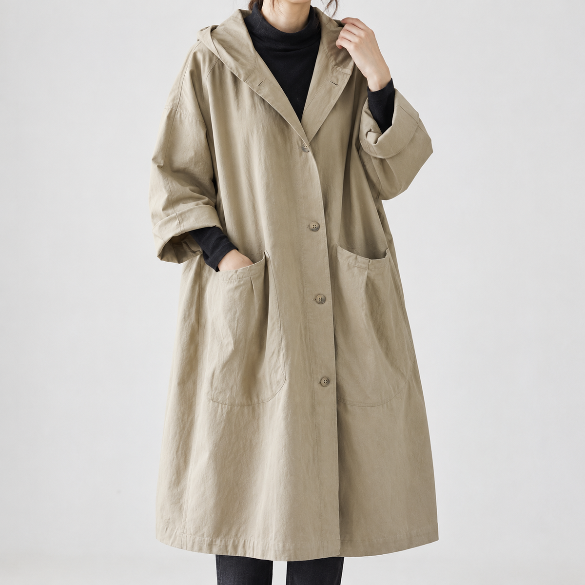 Bordley Hooded Overcoat - Khaki