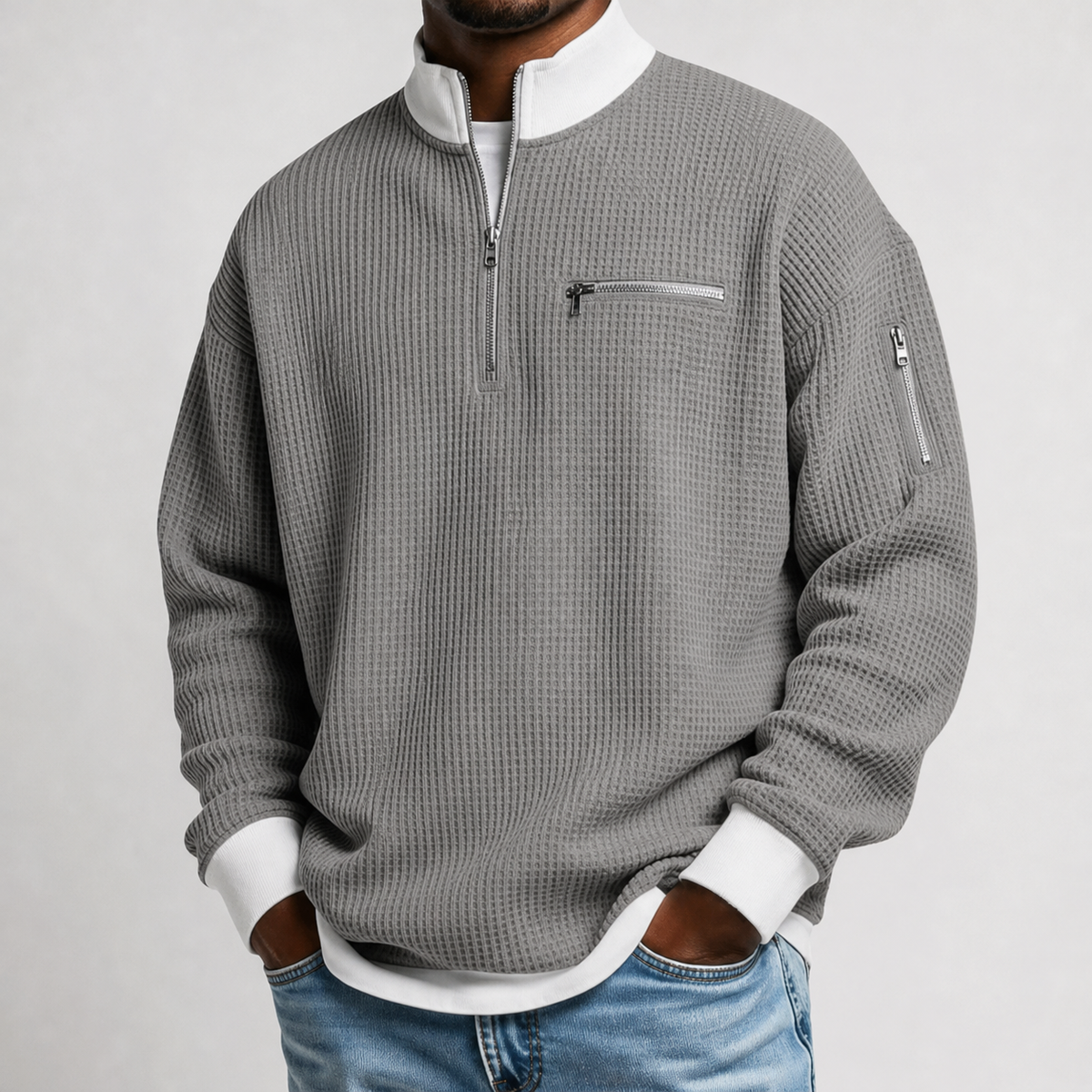 Romaldkirk Waffle Pullover - Grey