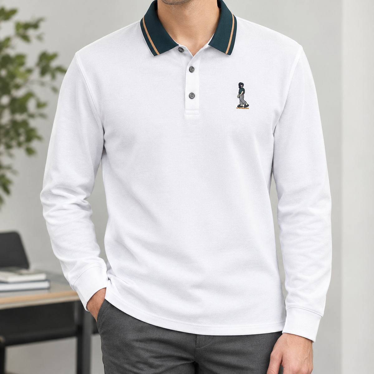 Croxby Contrast Collar Polo Shirt - White