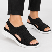 Kingham Knit Wedge Sandals - Black