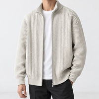 Deancombe Ribbed Zip Cardigan - White