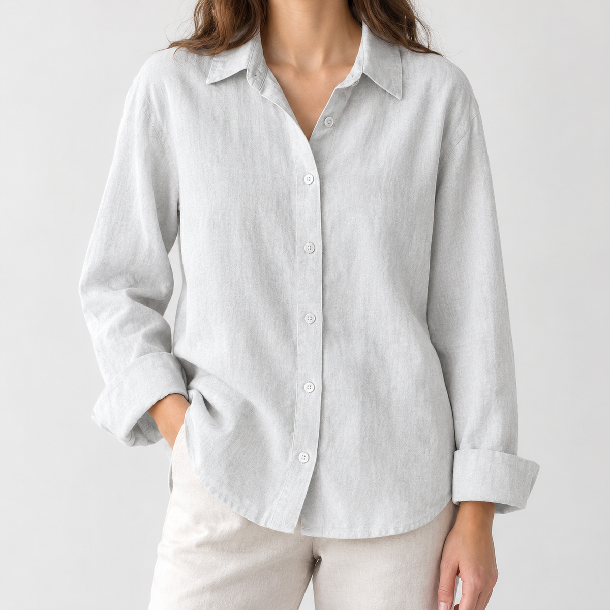 Trevone Linen Blend Shirt - White