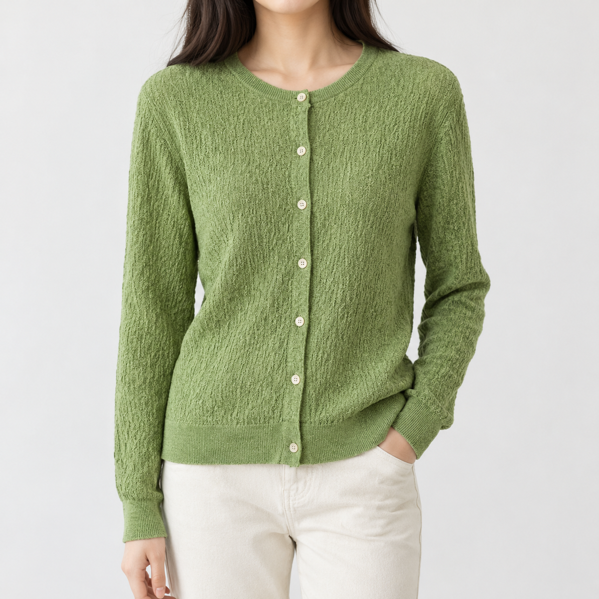Burmington Silk Wool Cardigan - Green