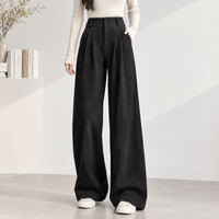 Fearby Pleated Wide Leg Pants - Black