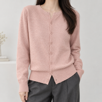 Braemar Notch Neck Cardigan - Pink