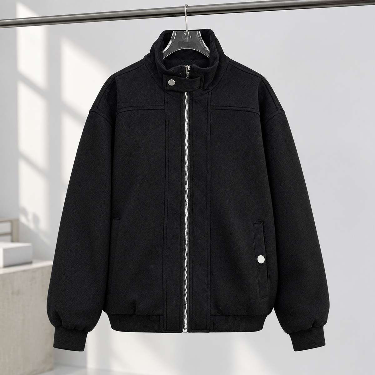 Scorton Suede Bomber Jacket - Black