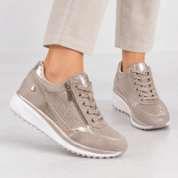 Skelsmergh Perforated Wedge Sneakers - Champagne