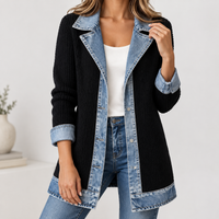 Anouska Denim-Trim Jacket - Black