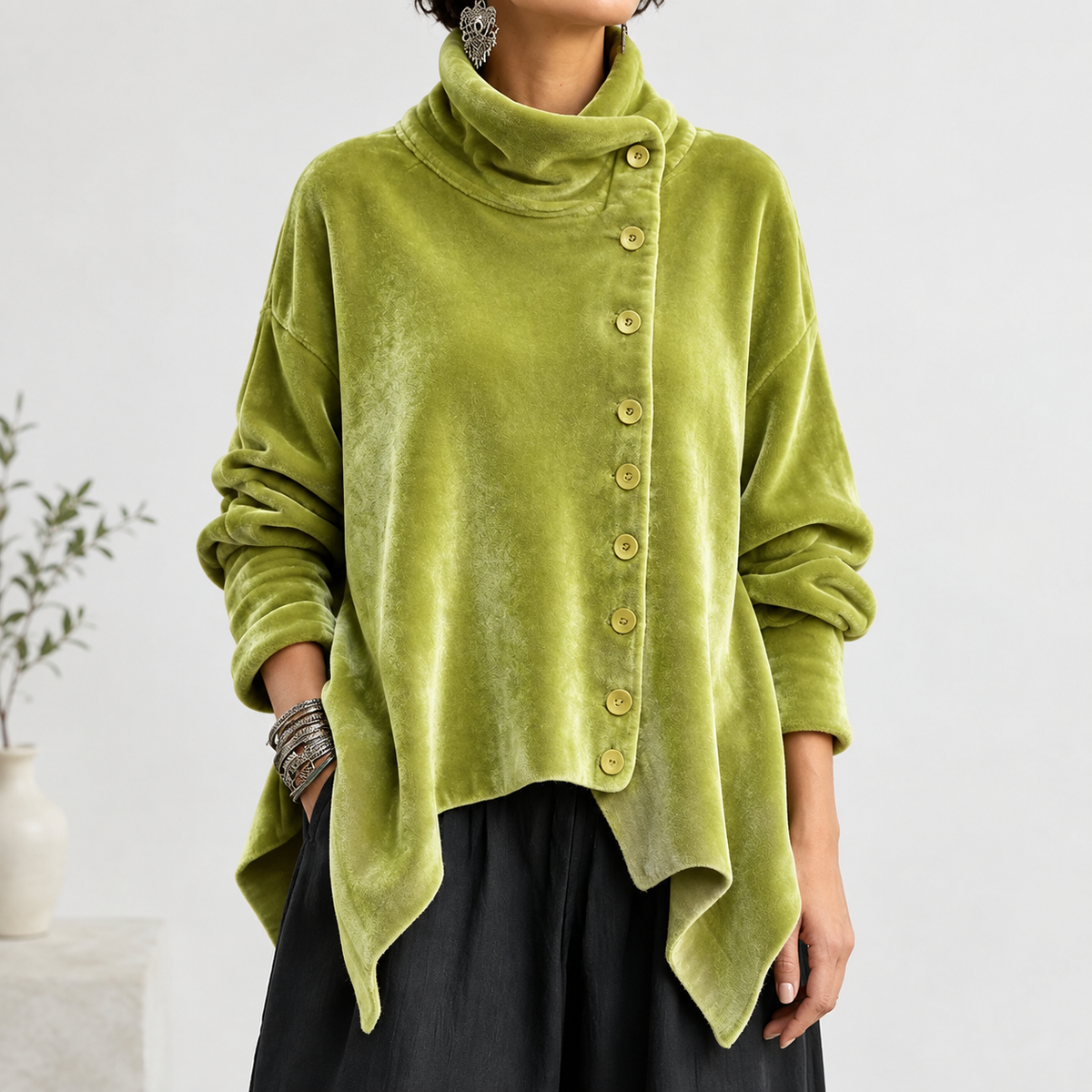 Elena Velvet Cardigan - Green