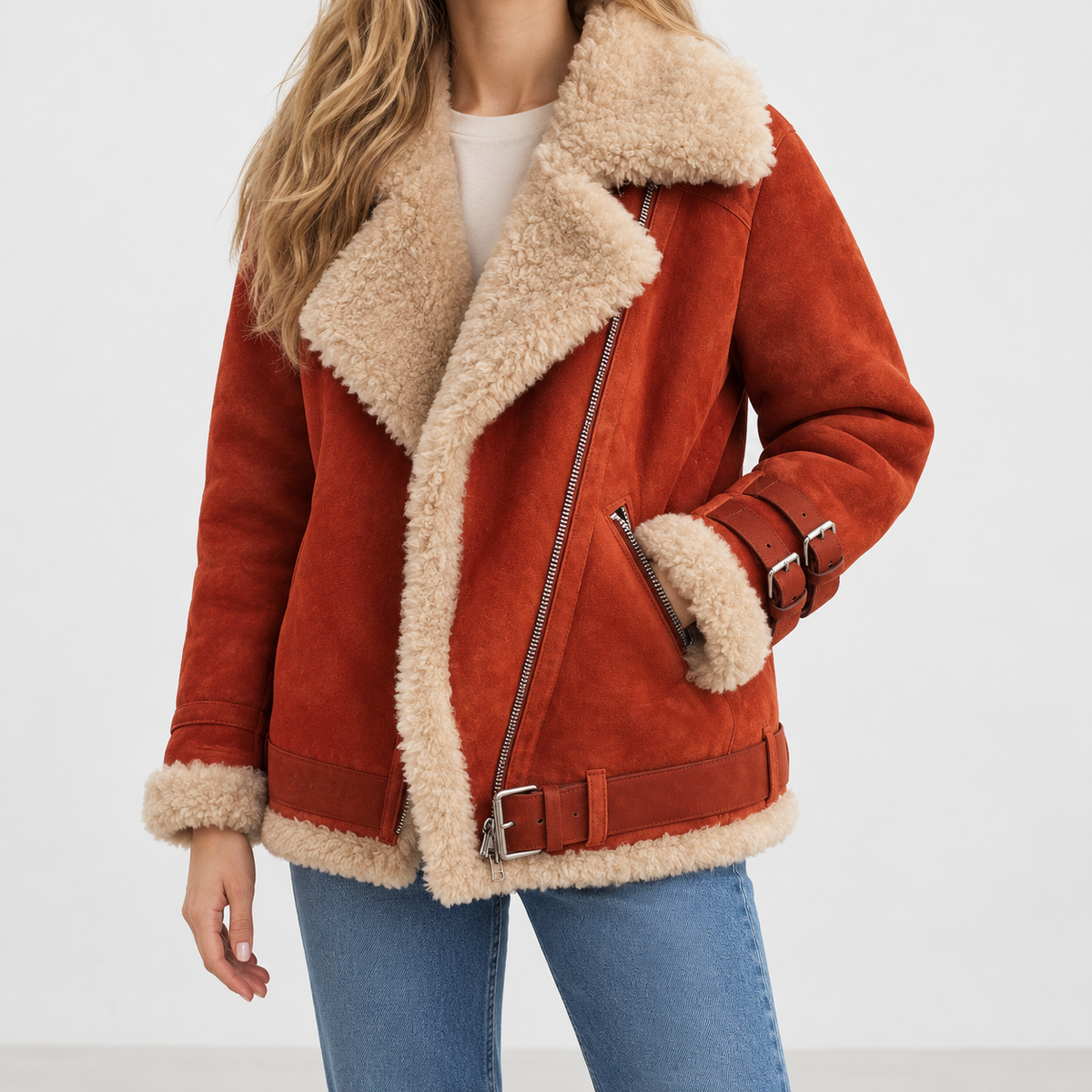 Maugersbury Aviator Jacket - Orange Red