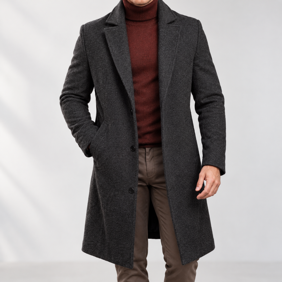 Delph Tailored Overcoat - Dark Gray