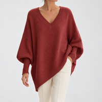 Giulia V-Neck Sweater - V-neck Red