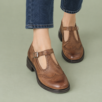 Rothbury Brogue Mary Janes - Brown