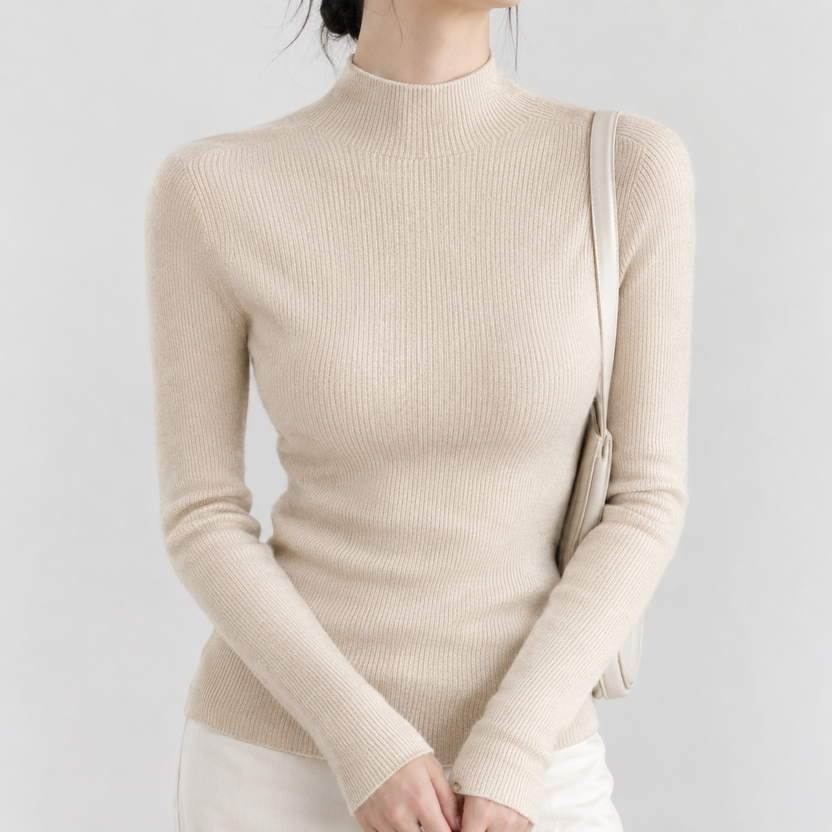 Sofia Ribbed Sweater - Beige