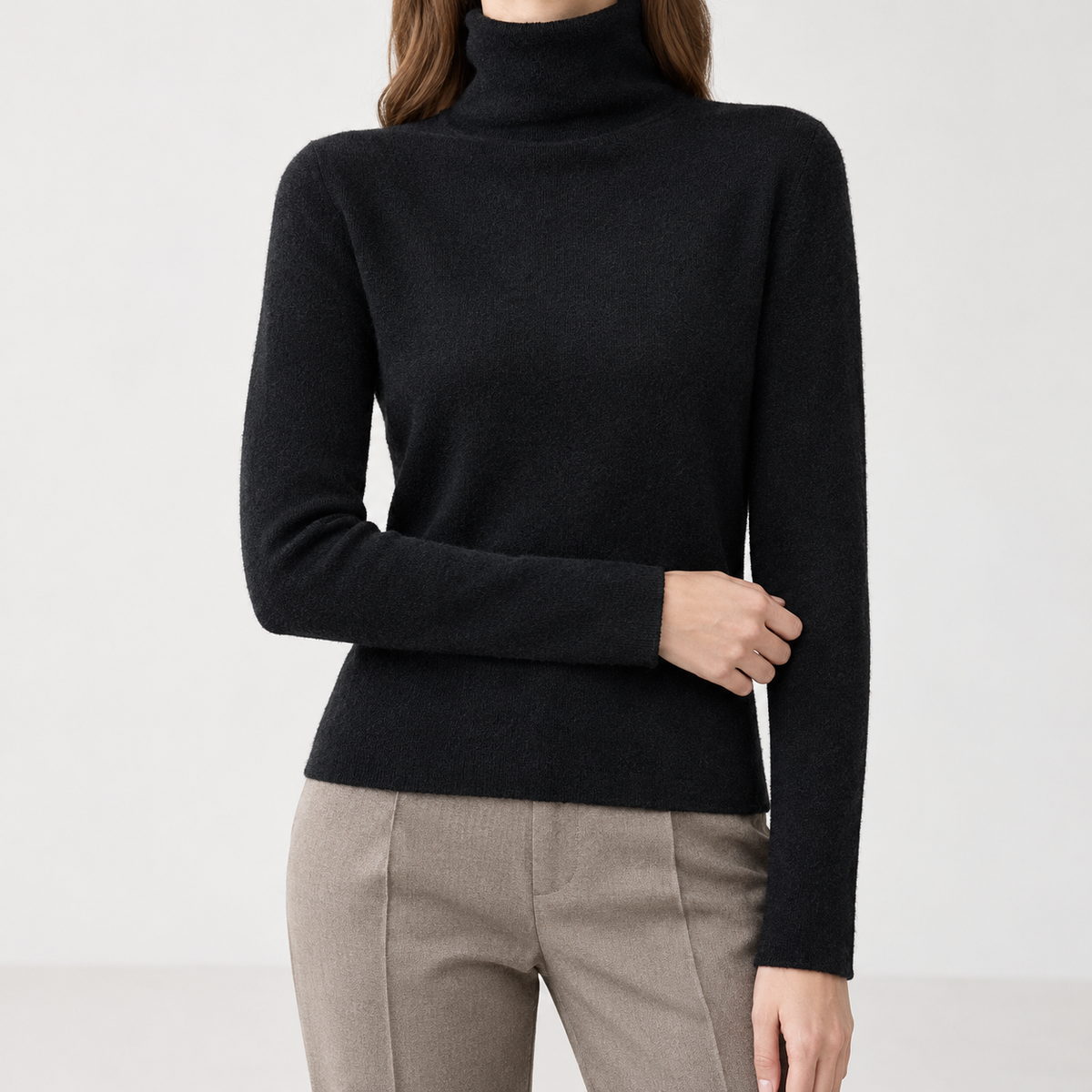 Polperro Cashmere Turtleneck - Black