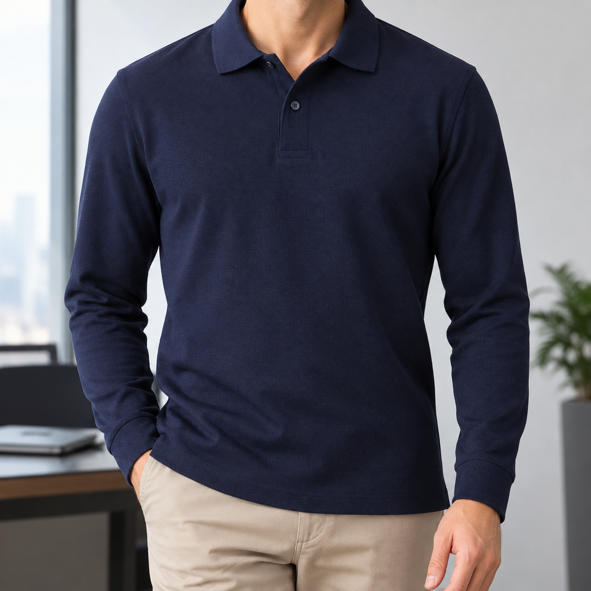 Hudson Cotton Polo - Dark Blue