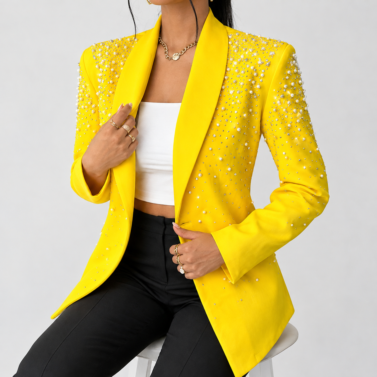 Hetton Embellished Blazer - Yellow