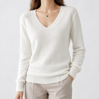 Haltwhistle V Neck Sweater - White
