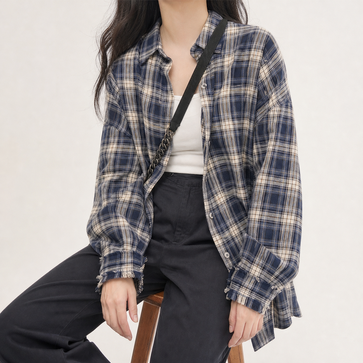 Wylam Plaid Overshirt - Navy Blue Plaid