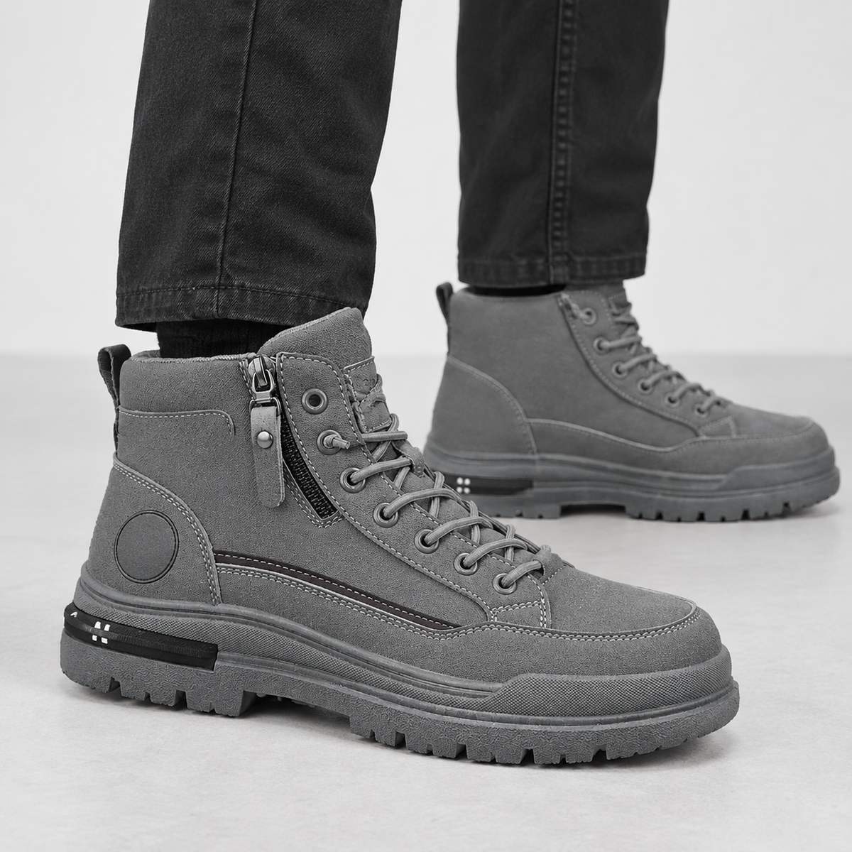 Dingleton Lug Sole Boots - Gray