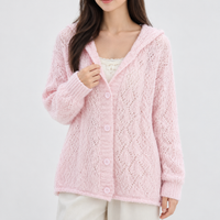 Foxup Hooded Cardigan - Pink