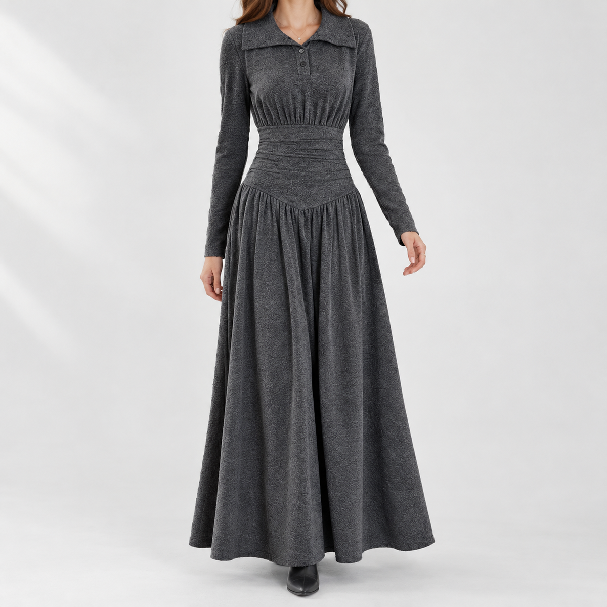 Haweswater Polo Maxi Dress - Dark Gray