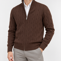 Wormhill Cable Knit Cardigan - Coffee