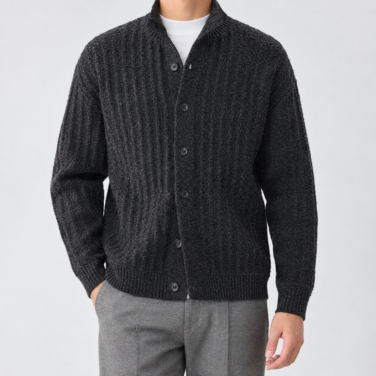 Wolfscote Ribbed Cardigan - Black