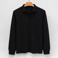 Oliver Open Collar Polo - Black