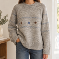 Venton Embroidered Sweater - Light Gray