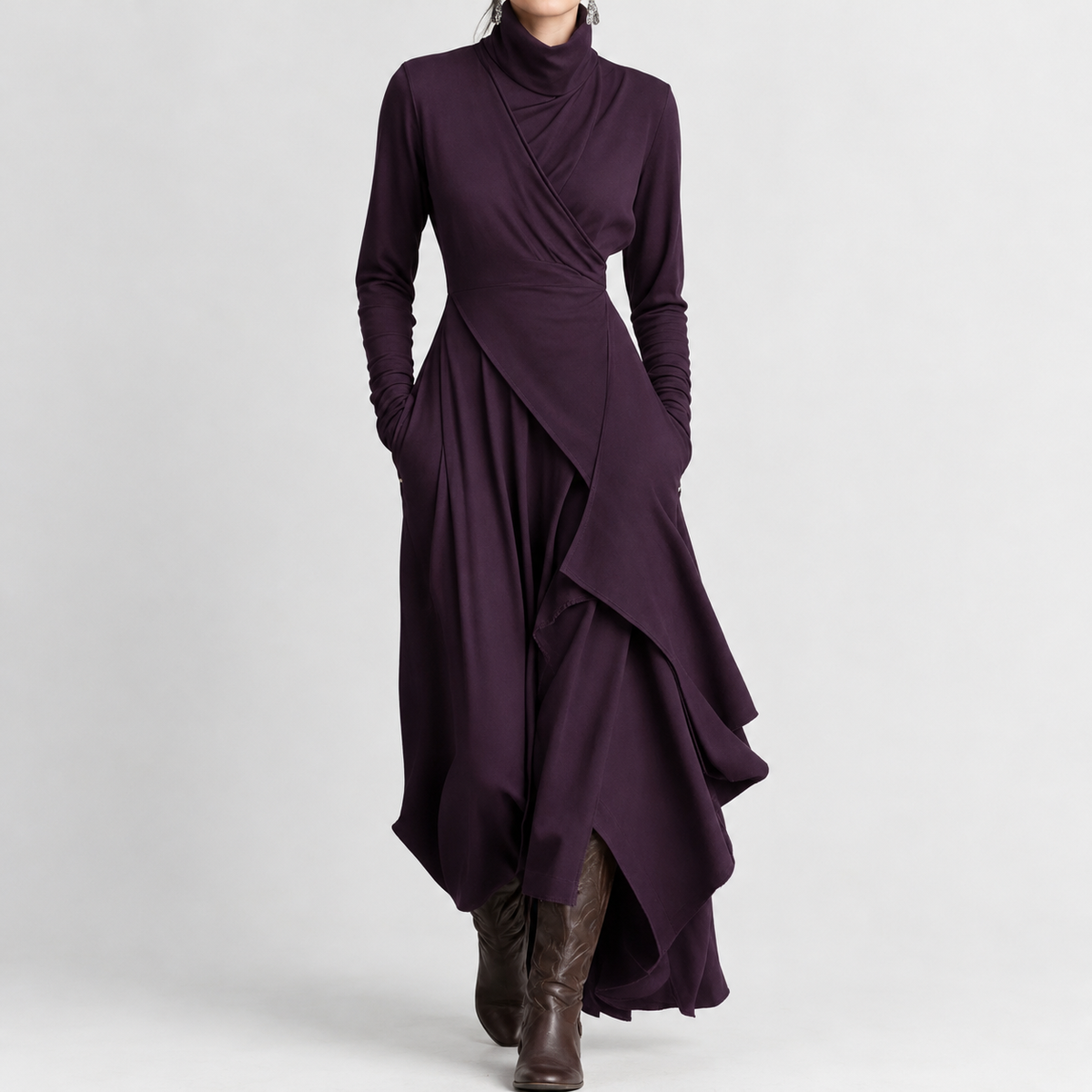Hepple Draped Maxi Dress - Purple