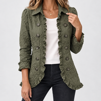 Scotby Ruffle Trim Jacket - Olive Green