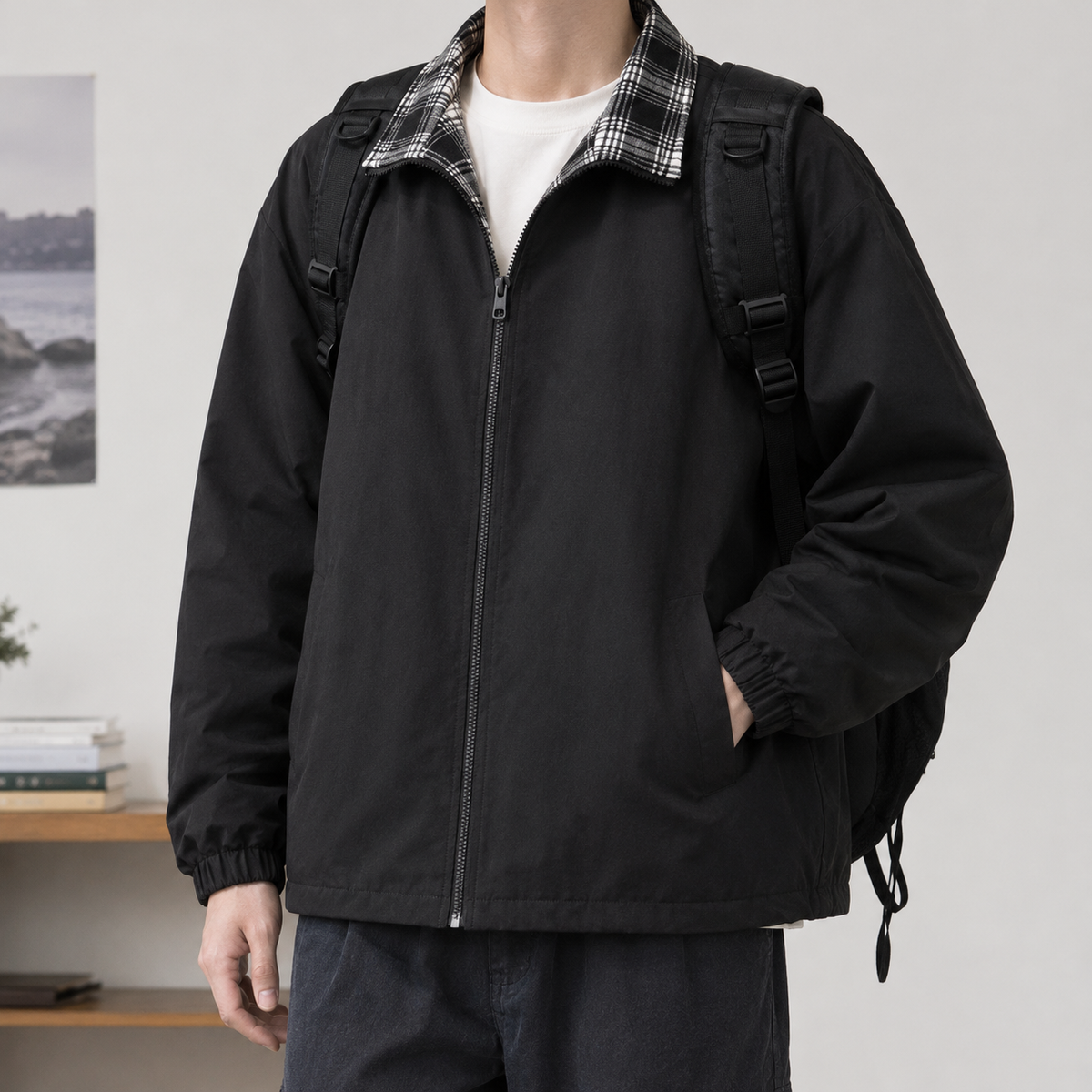 Carlbury Plaid Jacket - Black