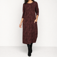Alma Cocoon Midi Dress - Wine Red