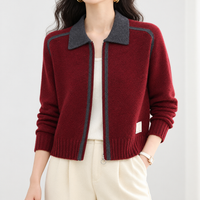 Lamplugh Zip Front Sweater - Red