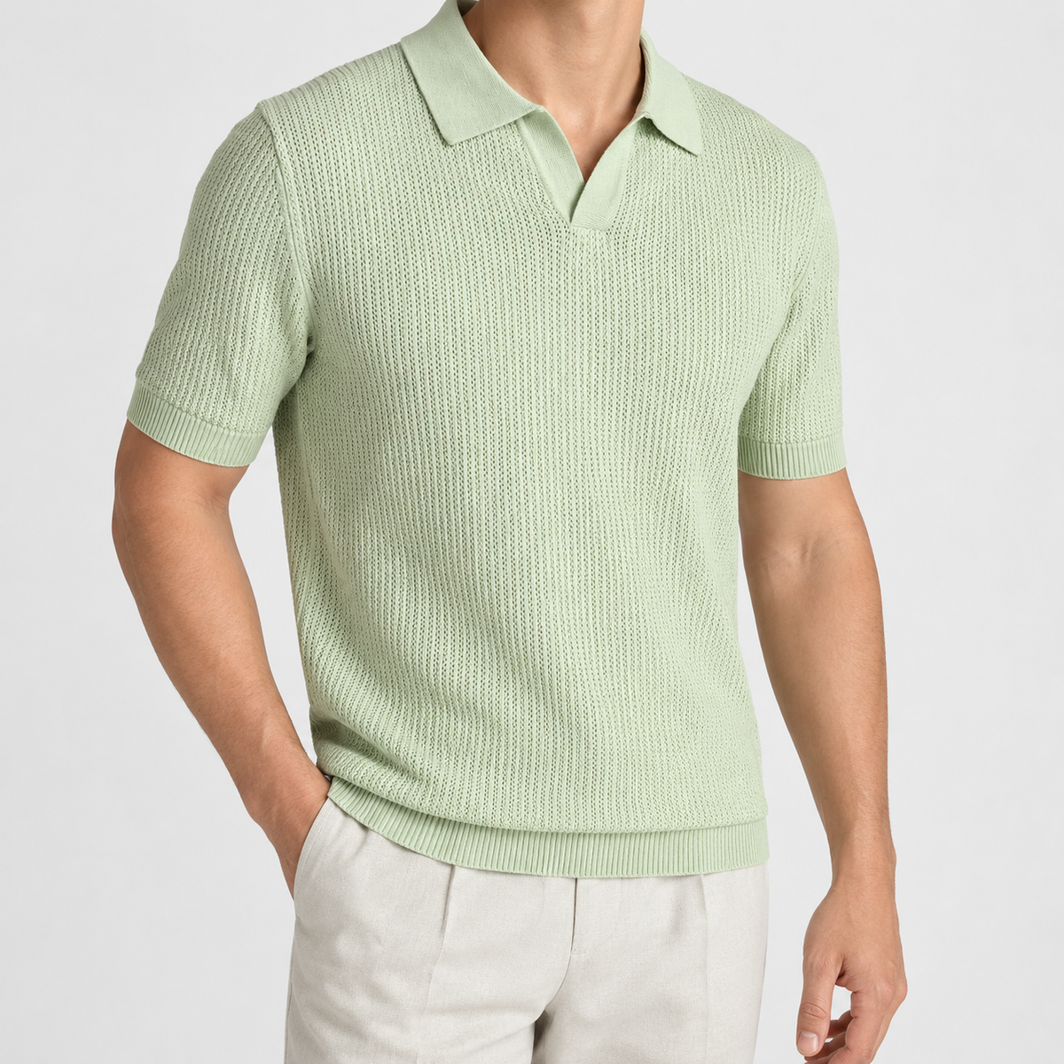 Boscastle Open Collar Polo - Green