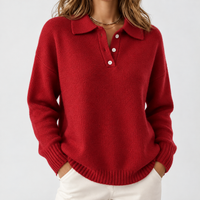 Innerleithen Relaxed Polo Sweater - Red