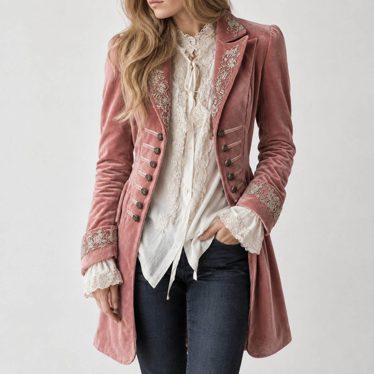 Paloma Embroidered Coat - Pink