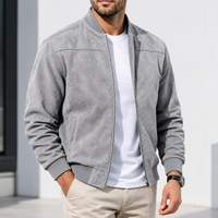 Risbury Suede Bomber Jacket - Light Gray