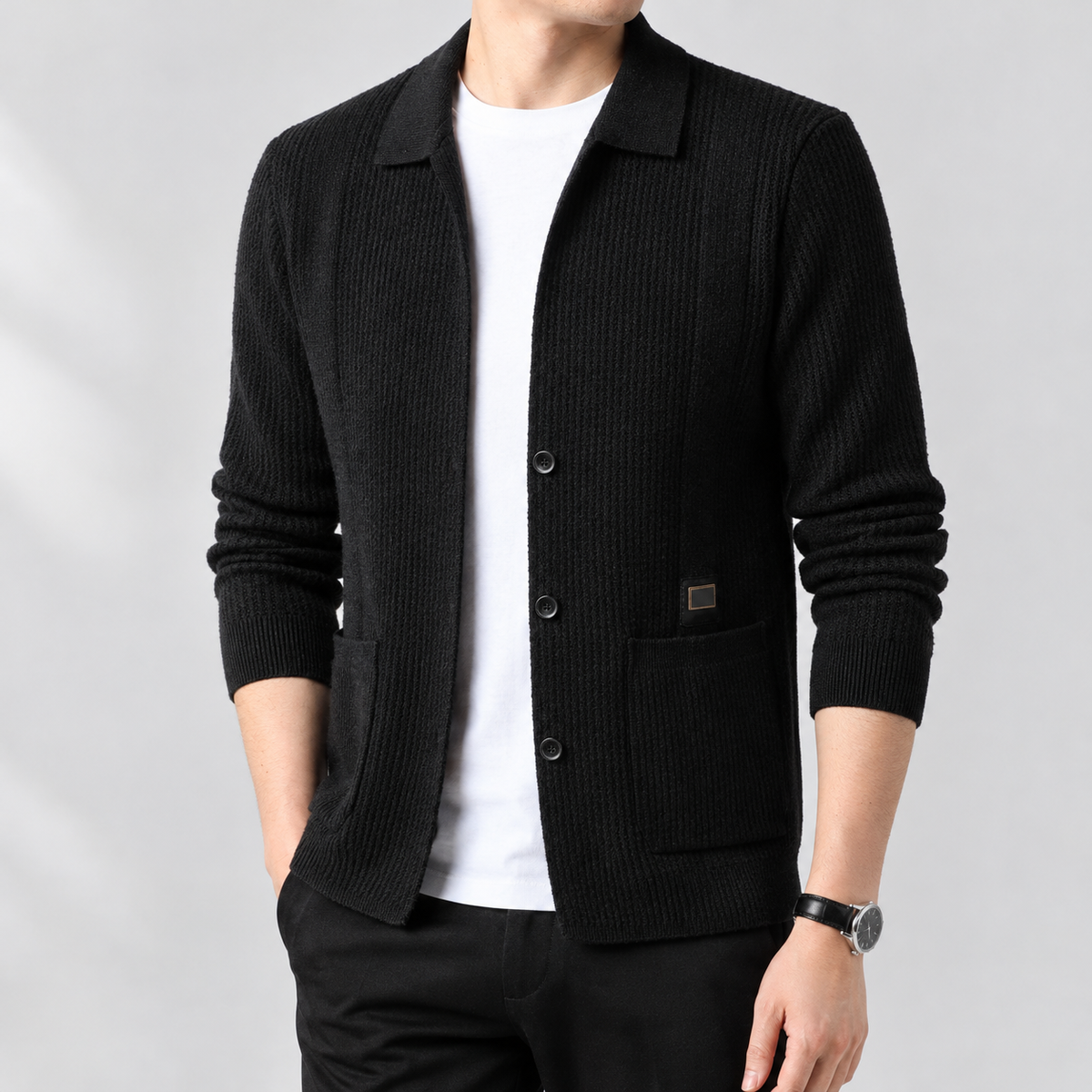 Yewbarrow Collared Cardigan - Black