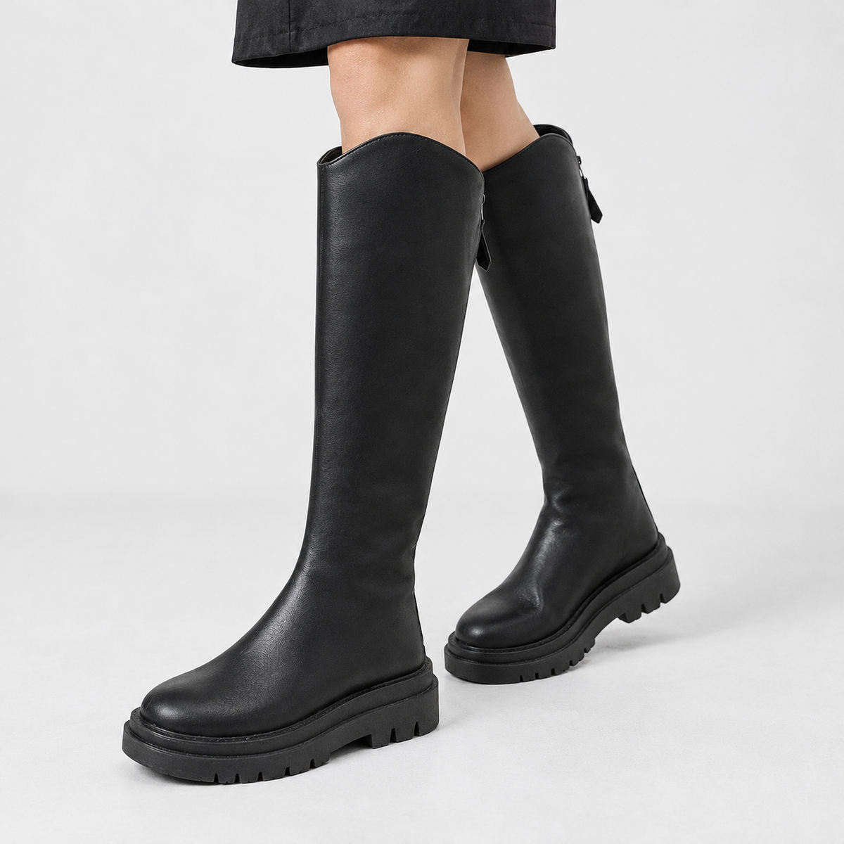 Fulletby Platform Knee High Boots - Black