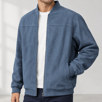 Owmby Suede Bomber Jacket - Sea Blue