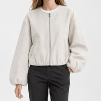 Lara Collarless Jacket - Milky White