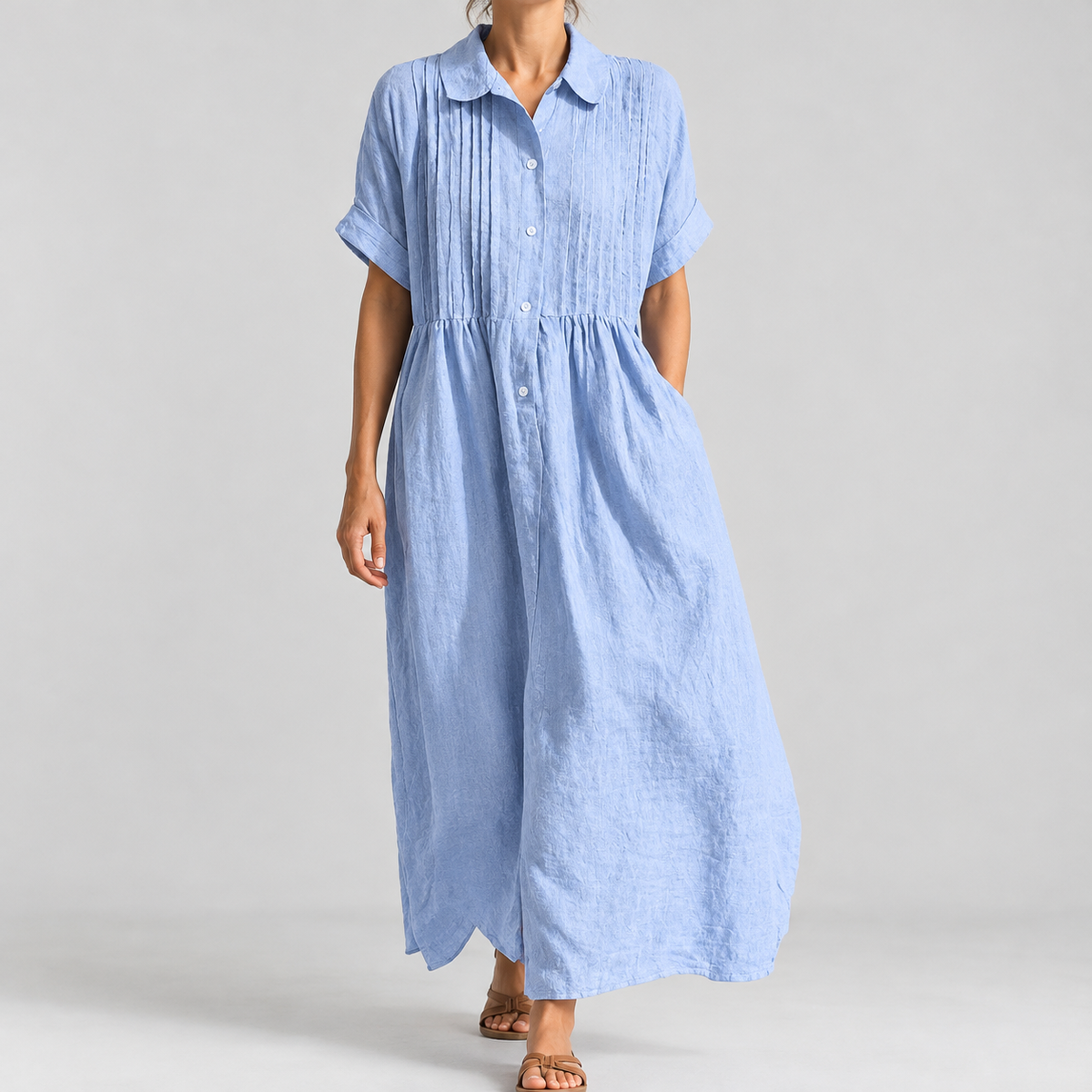 Bardsea Pintuck Maxi Dress - Light Blue