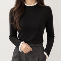 Millhouses Lace Trim Top - Black