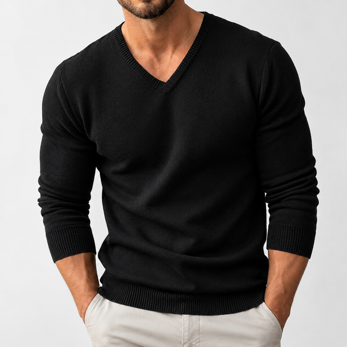 Buckbury V Neck Sweater - Black