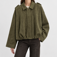 Kinsham Suede Bomber Jacket - Army Green