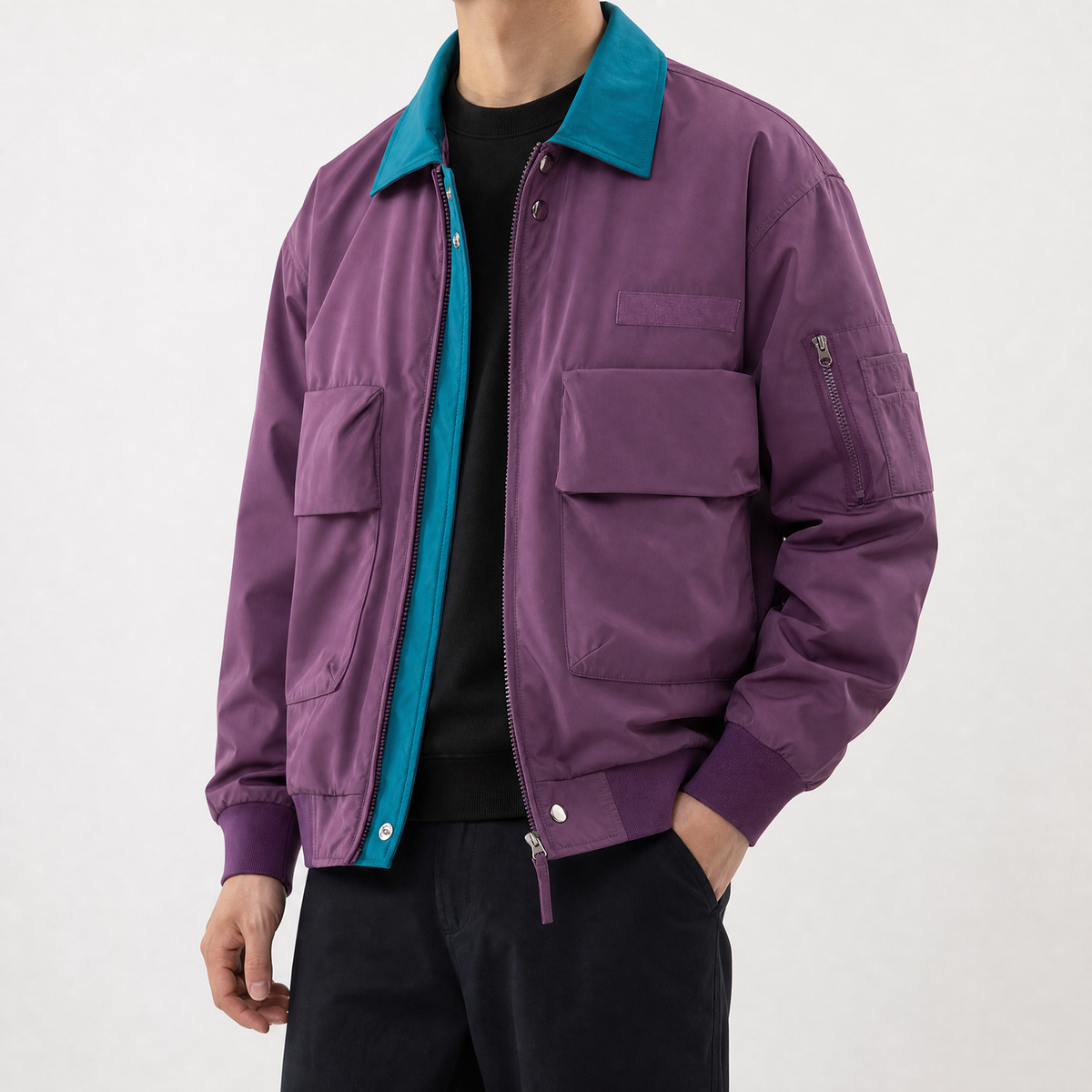 Carter Contrast Jacket - Grape Purple